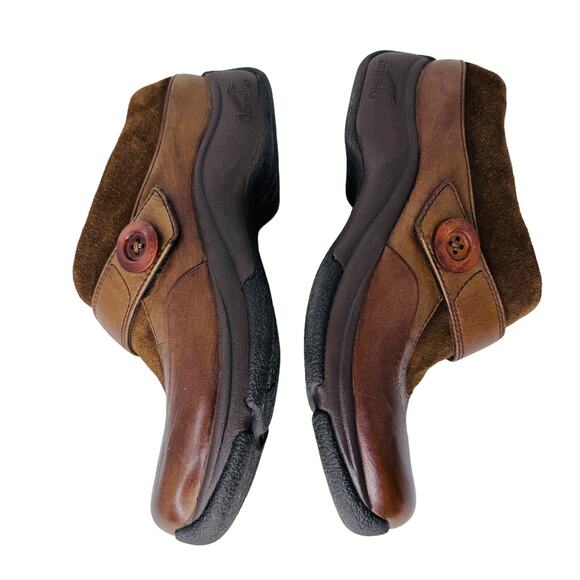 Dansko Kaya Mule Clogs Round Toe Button Leather Brown Womens Size 37 US 6.5-7 - Picture 7 of 11
